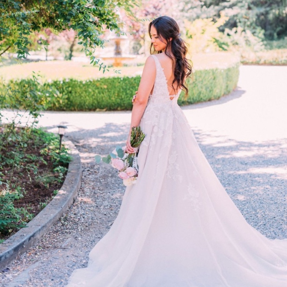 Ivory A-Line Wedding Dress with Floral Details | Essence of Australia D2748